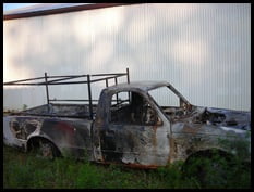 The remains of the truck after the fire