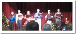 Mac Lynch, Mark Herbster, Tim Fisher, Matt Herbster, Ron Hamilton, and Mike Herbster  - singing 