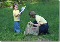 Amanda picked herbs while Hannah "read" to her to make sure she got the right ones :) :)